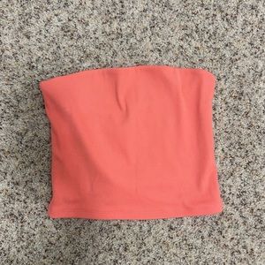 Coral peach tube top from Target. Top is cropped.